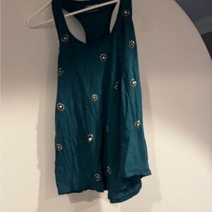 Embellished Teal Sleeveless Top